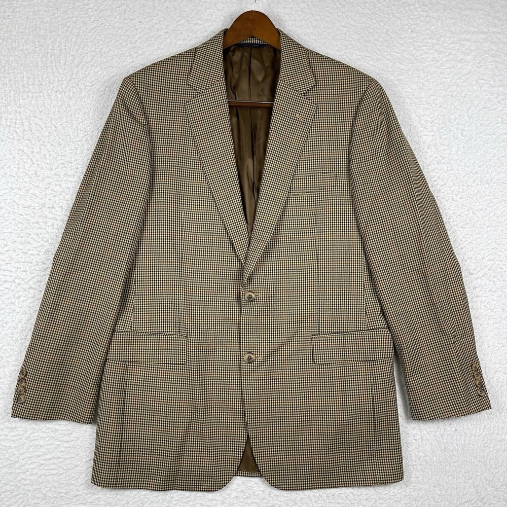 Brooks Brothers Sport Coat Mens 42L Brown Houndstooth 1818 Madison Wool Blazer